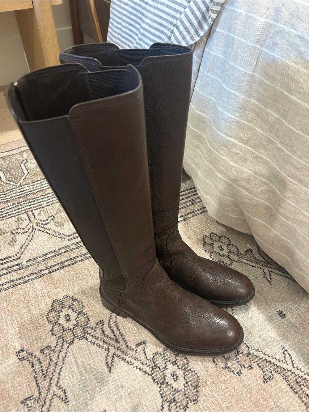 Tory Burch Brown Pebbled Leather Over-the-Knee Boots
